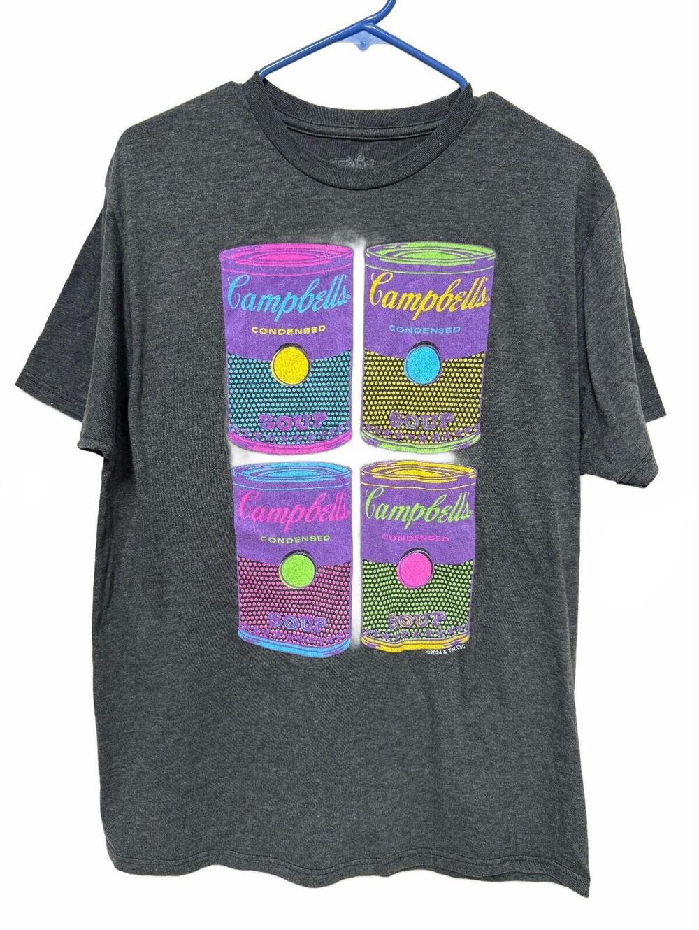 Tee Luv Andy Warhol Campbell's Soup Cans Pop Art T-Shirt Charcoal Gray L